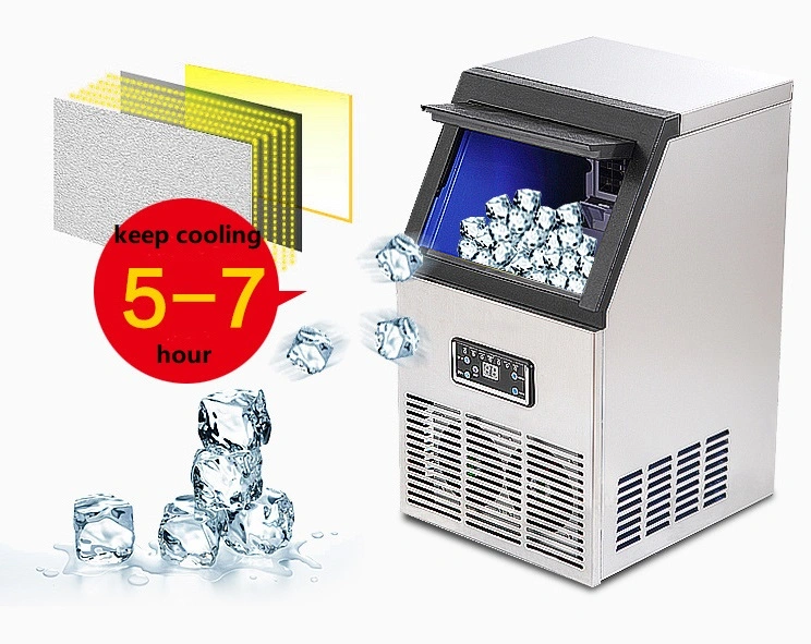 Commercial 80kg/24h Ice Cube Machine Ice Block Maker Freestanding Stainless Steel Ice Making Machine Direct Cooling Square Ice Block Maker